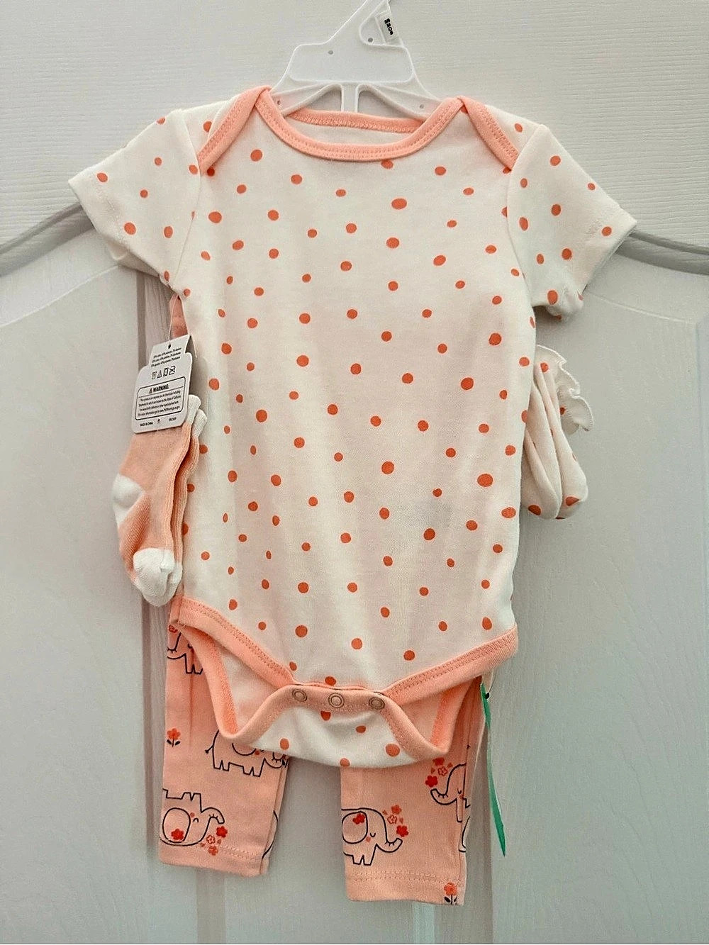 Baby Views Baby Girl 3-6M Elephant Outfit 4 Piece Set NWT